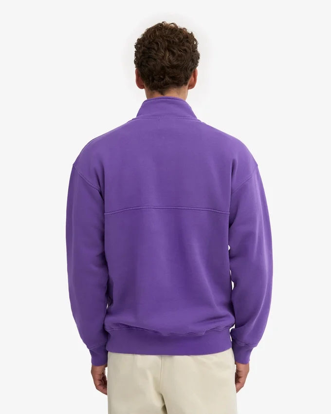 Jersey orgánico con jerséí de media cremallera - Violeta ultravioleta