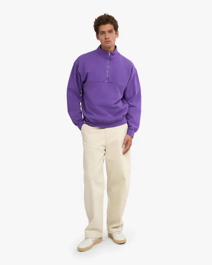 Jersey orgánico con jerséí de media cremallera - Violeta ultravioleta