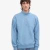 Jersey orgánico con jerséu de media cremallera - Azul mar