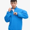 Jersey orgánico con jerséu de media cremallera - Azul Pacífico