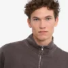 Jersey orgánico con jerséu de media cremallera - Barro descolorido