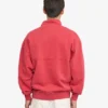 Jersey orgánico con jerséu de media cremallera - Rojo descolorido
