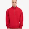 Jersey orgánico con jerséu de media cremallera - Rojo escarlata