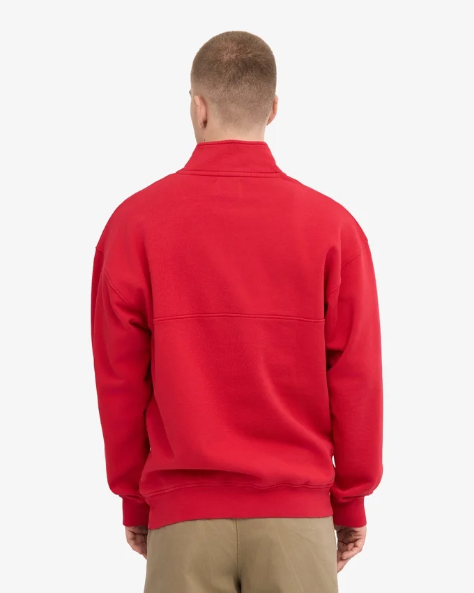 Jersey orgánico con jerséu de media cremallera - Rojo escarlata