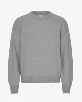Jersey oversize de lana merina - Gris jaspeado