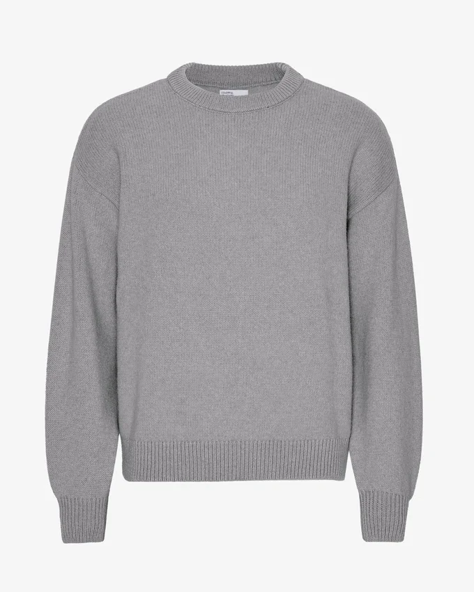 Jersey oversize de lana merina - Gris jaspeado