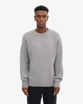 Jersey oversize de lana merina – Gris jaspeado