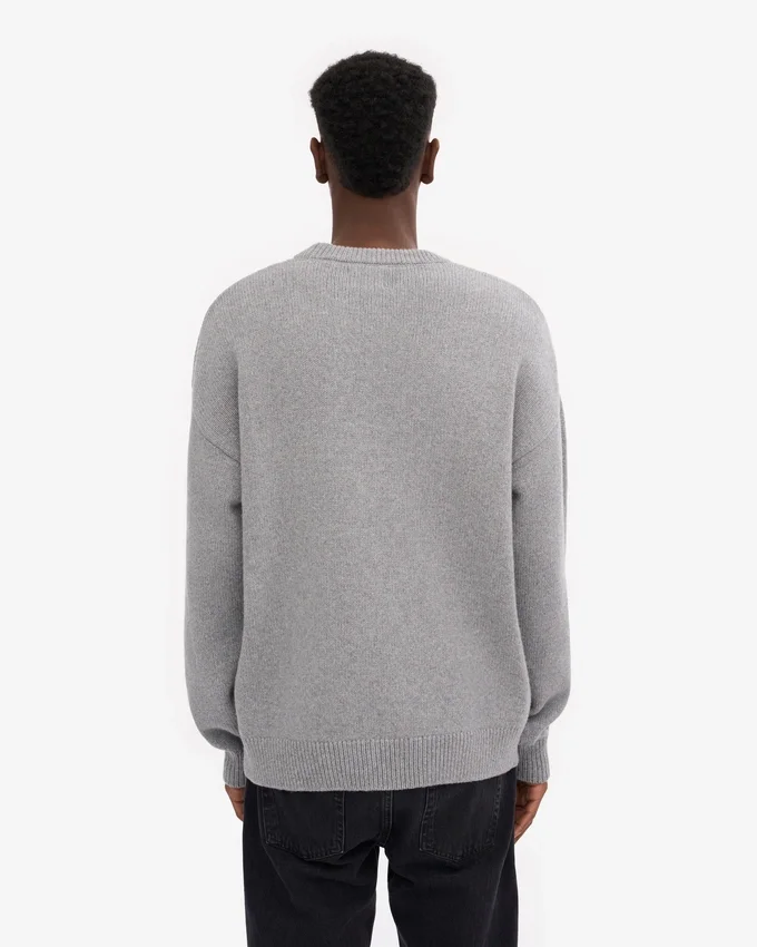 Jersey oversize de lana merina - Gris jaspeado