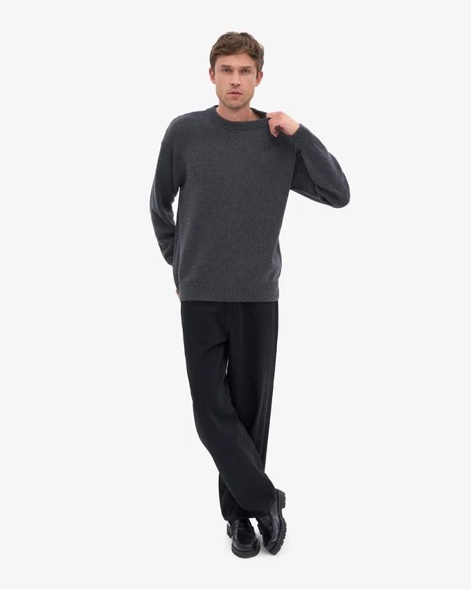 Jersey oversize de lana merina - Gris lava