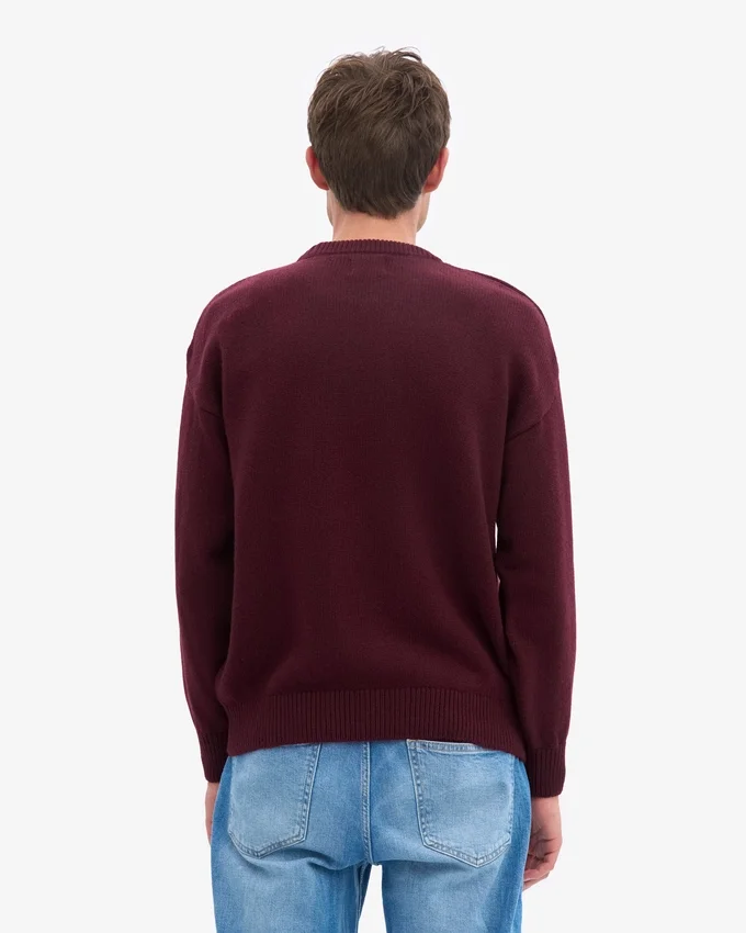 Jersey oversize de lana merina - Rojo sangre