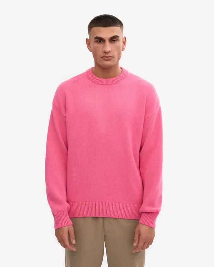 Jersey oversize de lana merina - Rosa chicle