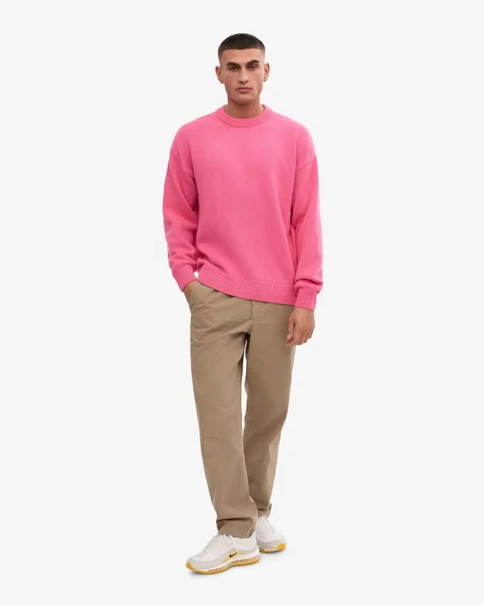 Jersey oversize de lana merina - Rosa chicle