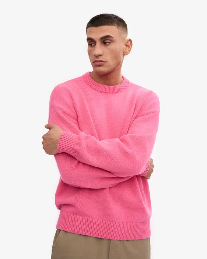 Jersey oversize de lana merina - Rosa chicle