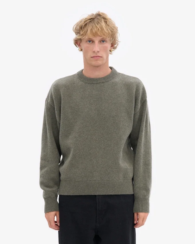 Jersey oversize de lana merina - Verde oliva apagado