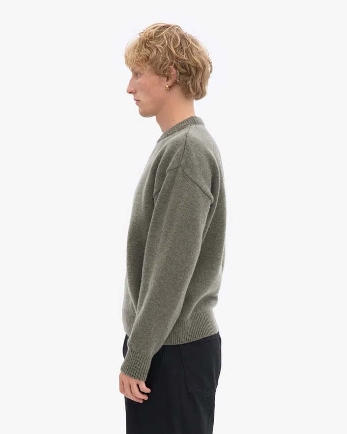 Jersey oversize de lana merina - Verde oliva apagado