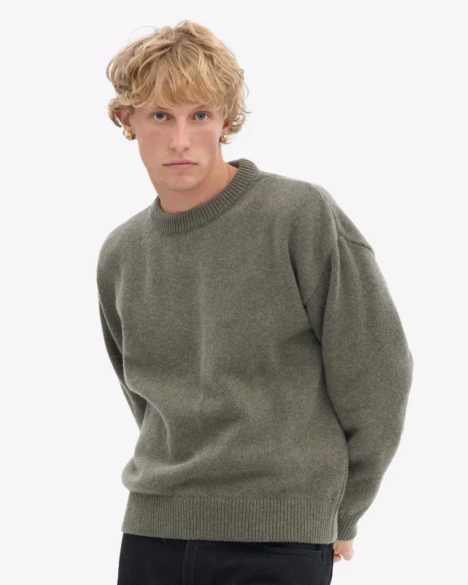 Jersey oversize de lana merina - Verde oliva apagado