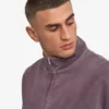 Jerséu de media cremallera de algodón orgánico - Uva descolorida