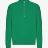 Jerséu de media cremallera de algodón orgánico - Verde Kelly