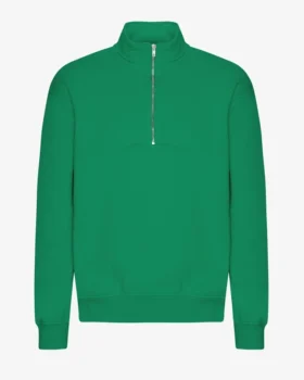 Jerséu de media cremallera de algodón orgánico - Verde Kelly