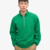 Jerséu de media cremallera de algodón orgánico - Verde Kelly