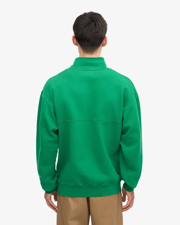 Jerséu de media cremallera de algodón orgánico - Verde Kelly