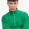 Jerséu de media cremallera de algodón orgánico - Verde Kelly