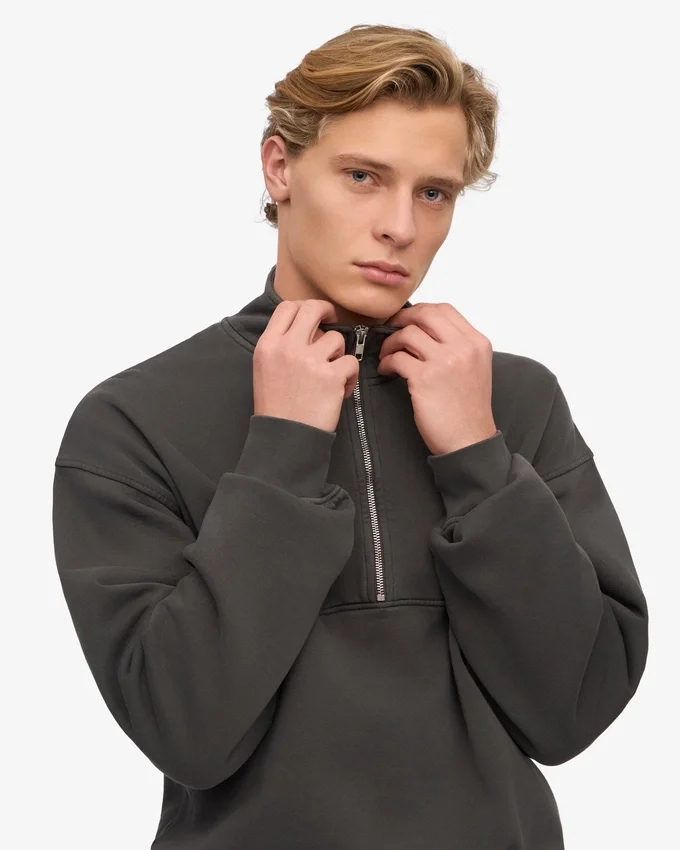 Jerséu de media cremallera orgánico - Gris lava