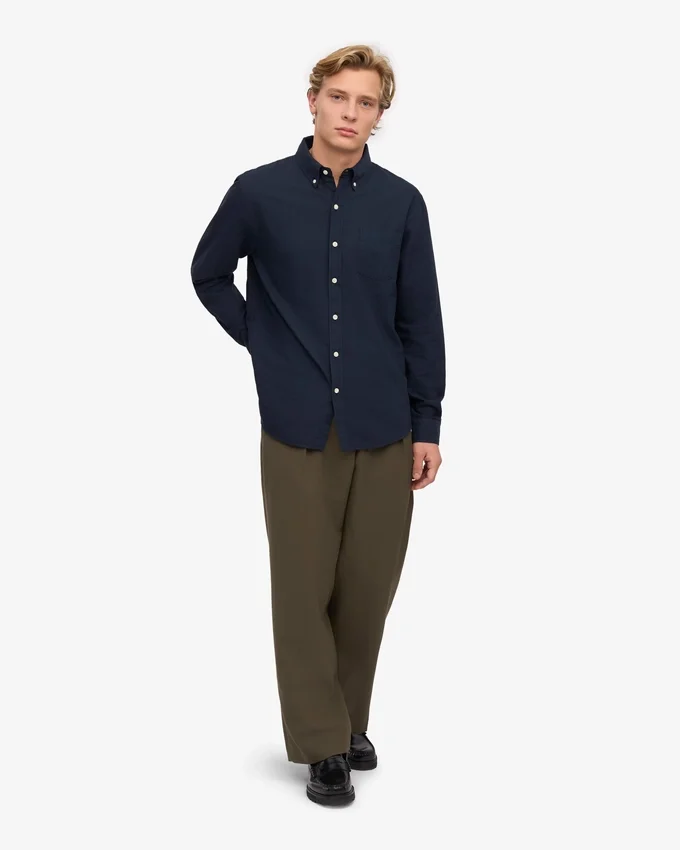 Organic Button Down Camisa - Azul marino