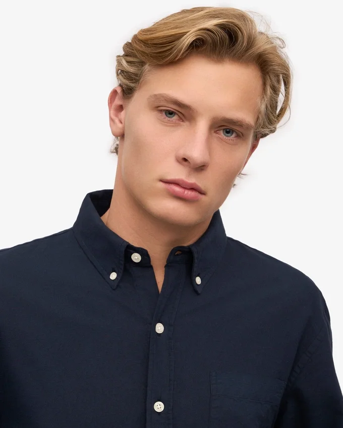 Organic Button Down Camisa - Azul marino