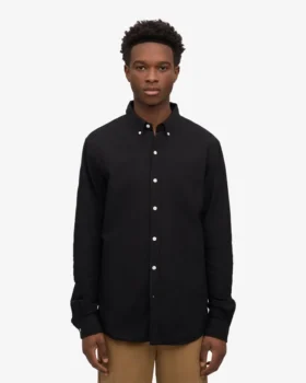 Organic Button Down Camisa – Negro intenso
