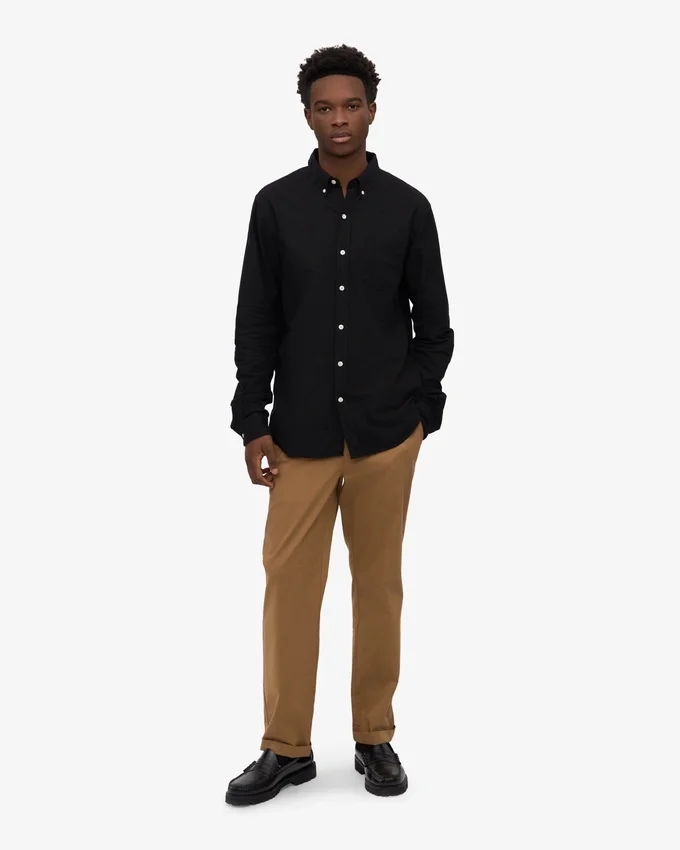 Organic Button Down Camisa - Negro intenso