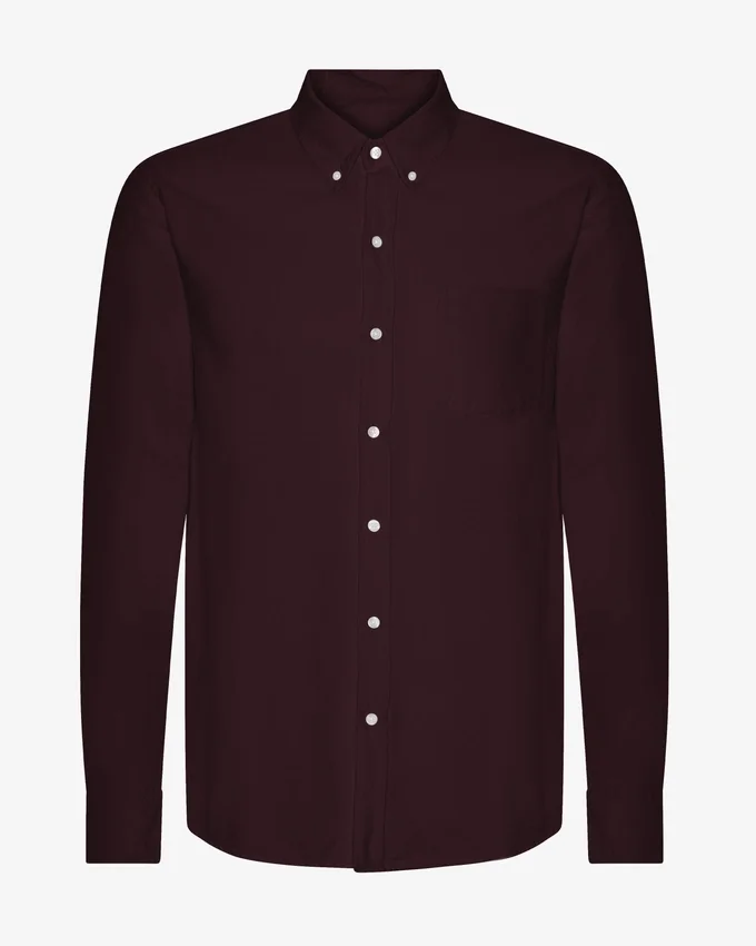 Organic Button Down Camisa - Rojo sangre