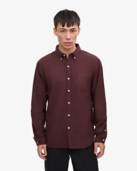 Organic Button Down Camisa – Rojo sangre