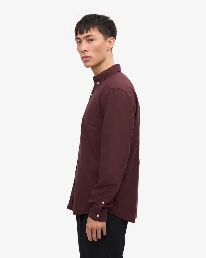 Organic Button Down Camisa - Rojo sangre
