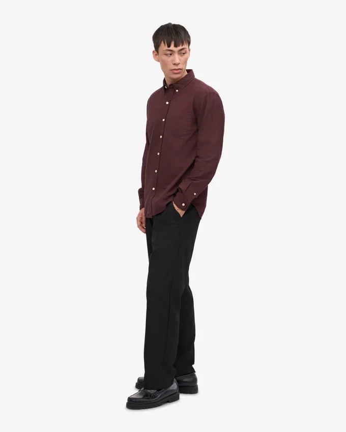 Organic Button Down Camisa - Rojo sangre