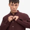 Organic Button Down Camisa - Rojo sangre