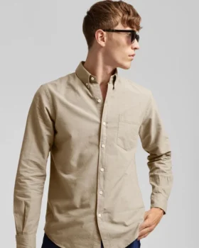Organic Button Down Camisa – Verde cazador