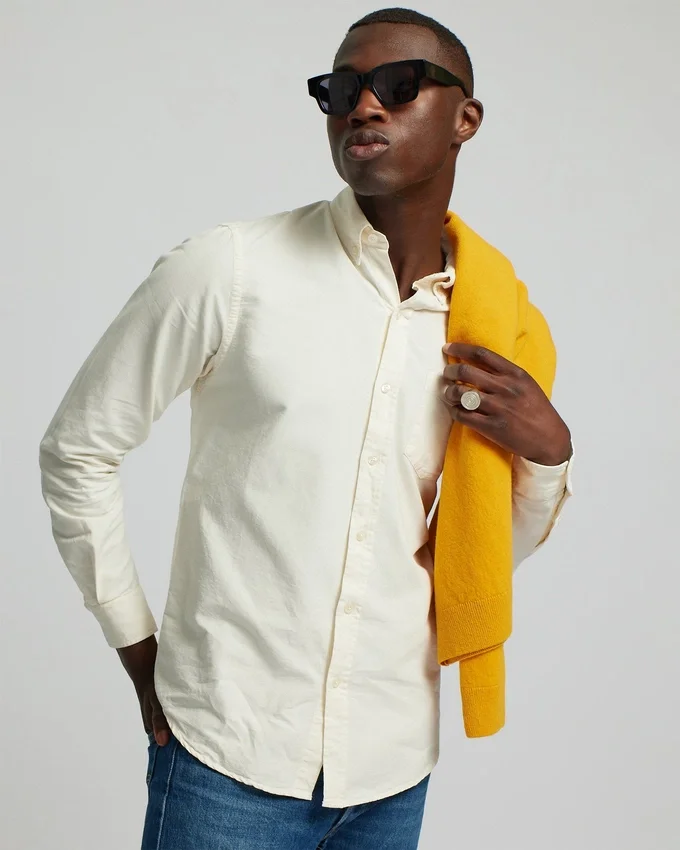Organic Button Down Camisa - Verde cazador