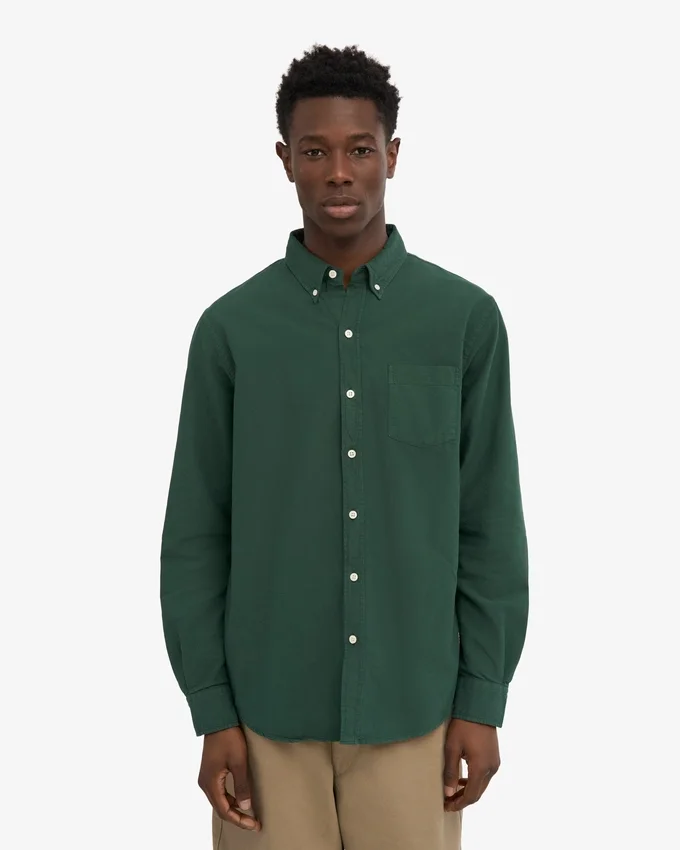 Organic Button Down Shirt - Emerald Green