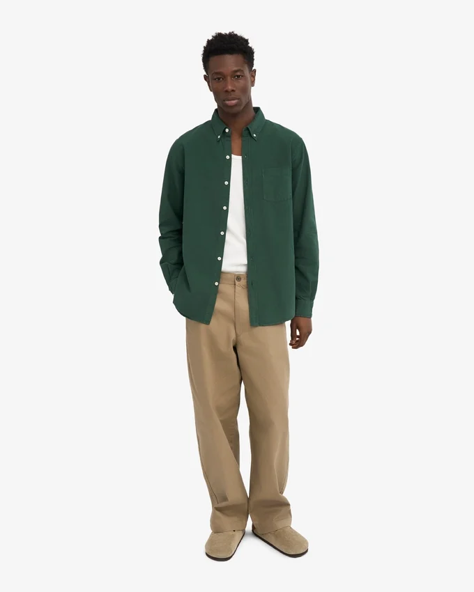 Organic Button Down Shirt - Emerald Green