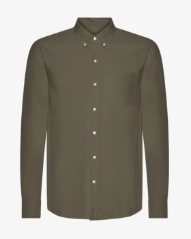 Organic Button Down Shirt - Verde oliva apagado