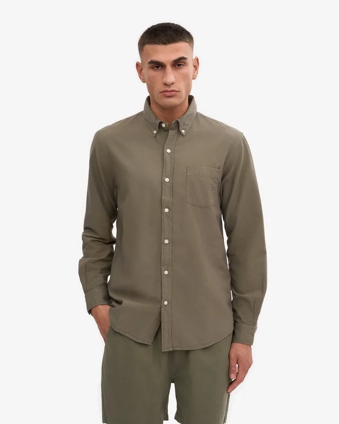 Organic Button Down Shirt - Verde oliva apagado