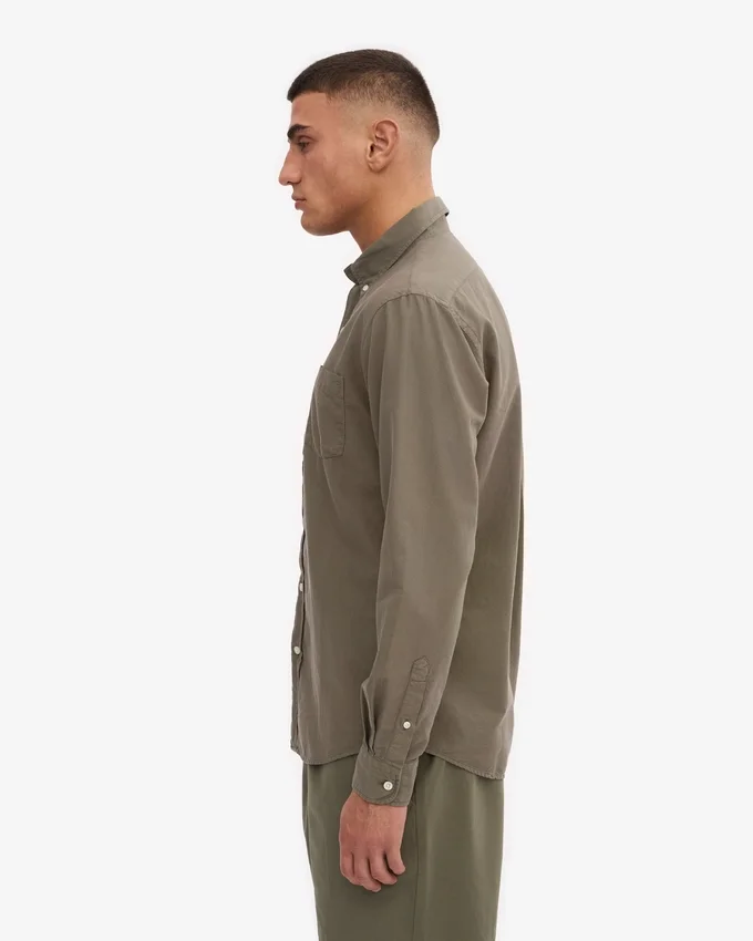 Organic Button Down Shirt - Verde oliva apagado