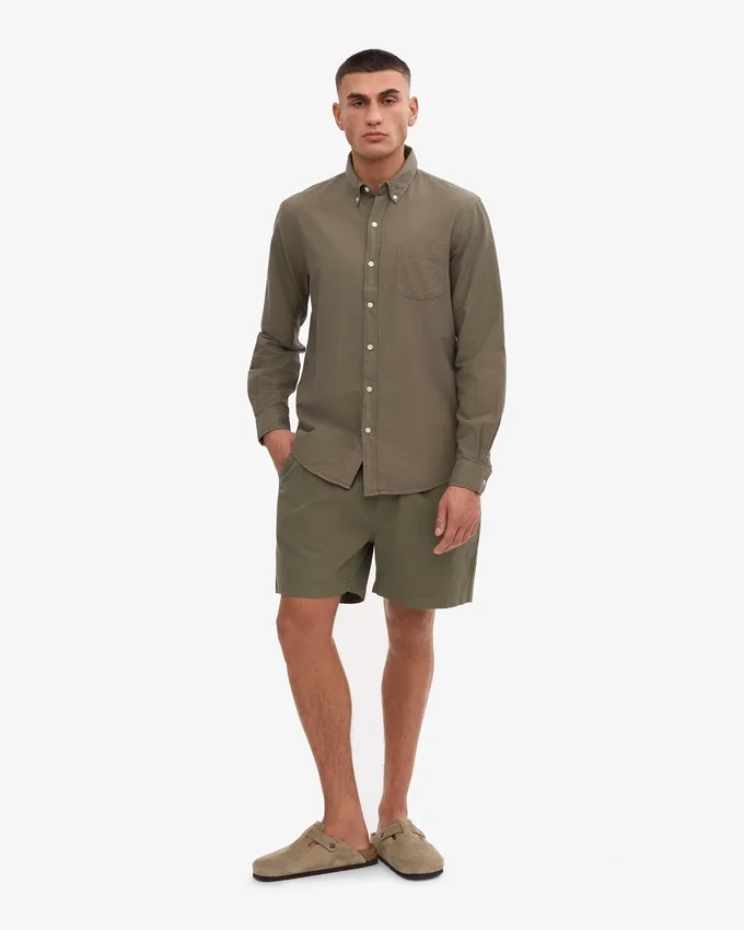 Organic Button Down Shirt - Verde oliva apagado