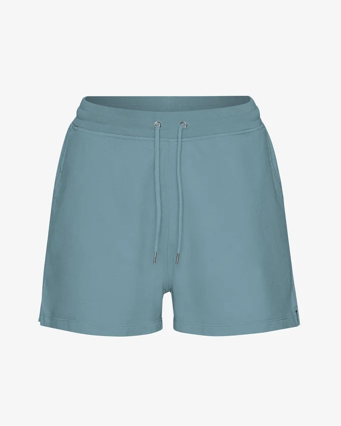 Pantalones cortos de chándal de algodón orgánico para mujer - Azul piedra