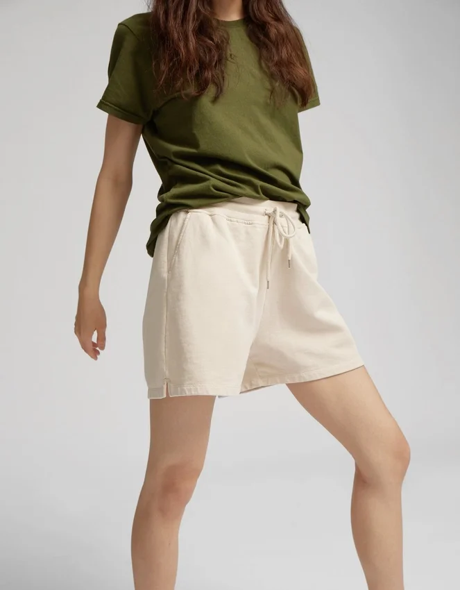 Pantalones cortos de chándal orgánicos para mujer - Amarillo suave