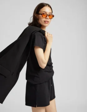 Pantalones cortos de chándal orgánicos para mujer – Negro intenso