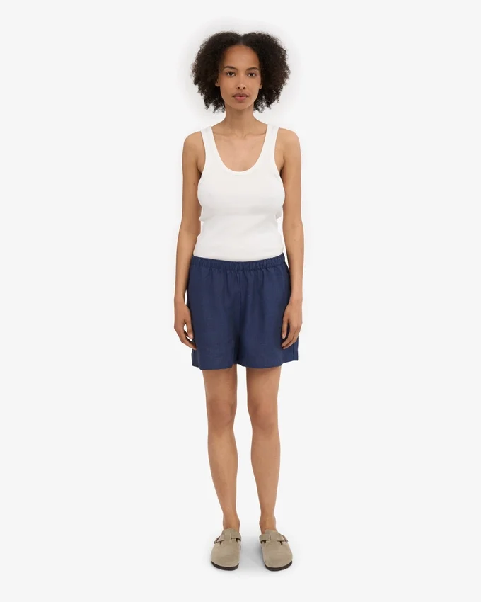 Pantalones cortos de lino - Azul marino