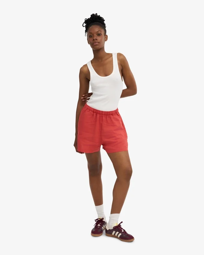 Pantalones cortos de lino - Rojo mandarina