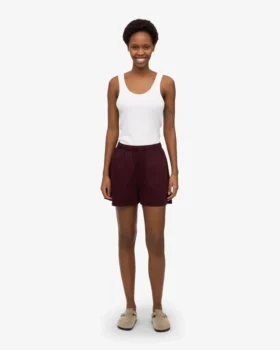Pantalones cortos de Organic Twill para mujer – Rojo sangre